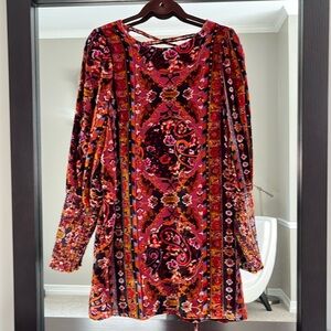 ANTHROPOLOGIE Velvet Shift Dress with gorgeous back crossover detail! Size 12